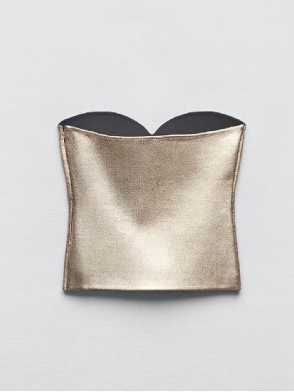 Zara Gold Strapless Metallic Bustier Tube Top - Knit - Picture 4 of 10